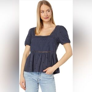 Lucky Brand Women's Schiffley Peplum Puff Sleeve Top - NWOT